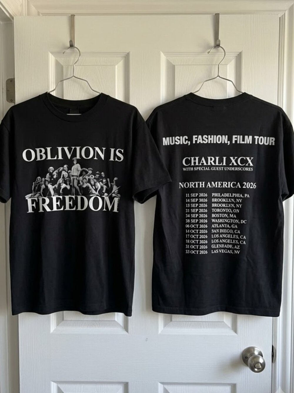 Charli XCX Music Fashion Film Tour 2026 North America Oblivion Is Freedom Tshirt